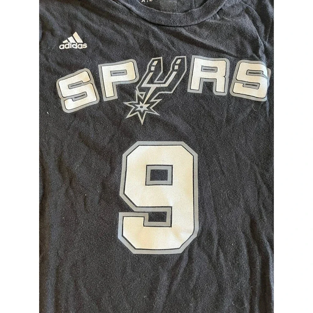 Tony Parker Jersey T-Shirt Adidas San Antonio Spurs Men's Black Size S Cotton